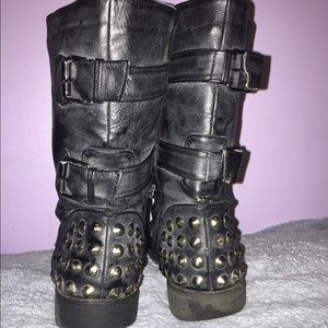 Black studded combat boots