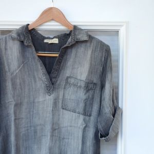 Anthropologie Etta Chambray Popover in gray denim