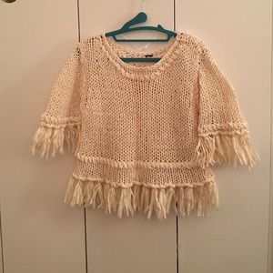 Free People "On the Fringe" Cropped Sweater