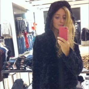 Zara Black fur coat