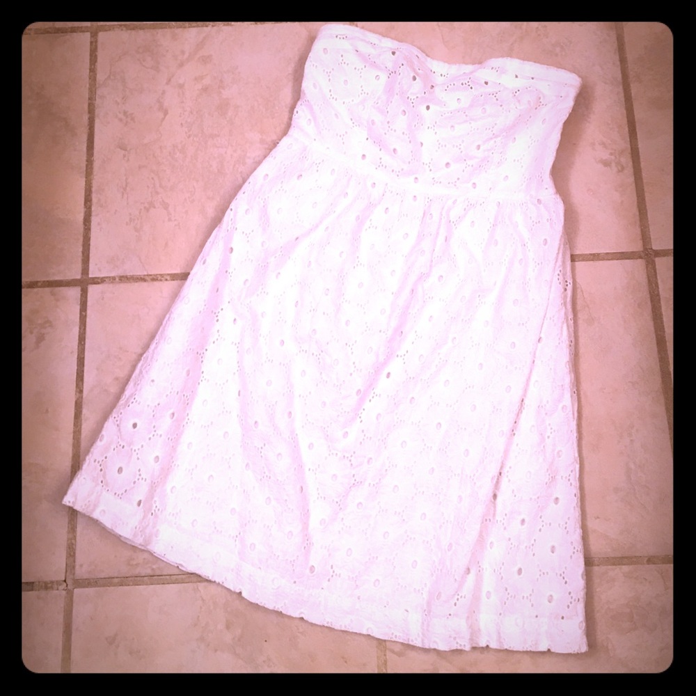 American Eagle White Lace Strapless Sundress