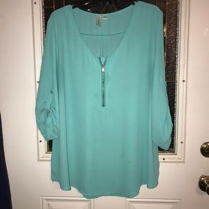 Teal chiffon blouse