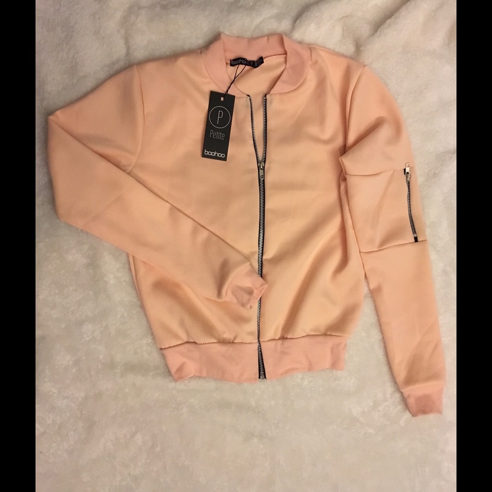 NEW Boohoo Petite Peachy Pink Sassy Bomber!