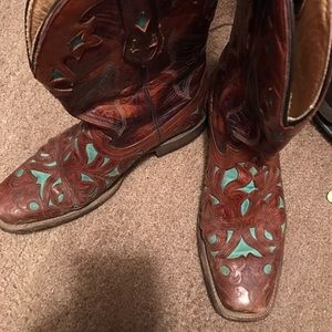 Turquoise inlay corral boots