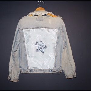 Customized vintage distressed denim jacket