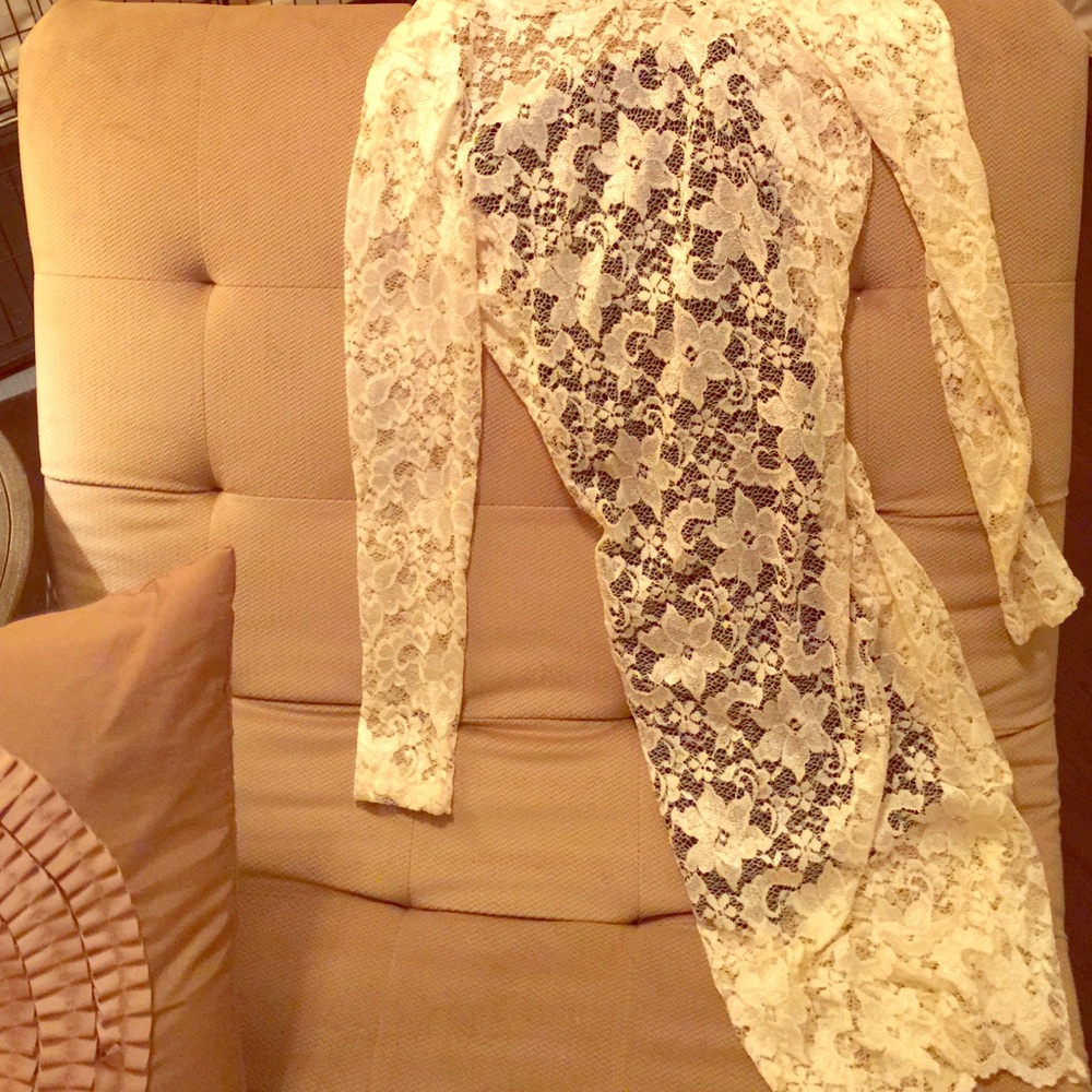 Sheer white lace dress with liner, Nordstrom.