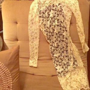 Sheer white lace dress with liner, Nordstrom.