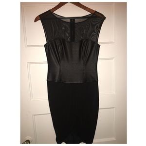 Black BCBG dress with faux leather corset bodice