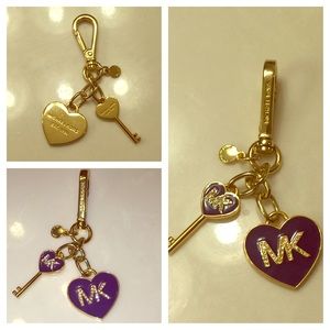 Michael Kors Purple and Gold Heart Keychain
