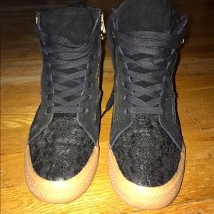 Betsey Johnson lace and suede sneaker