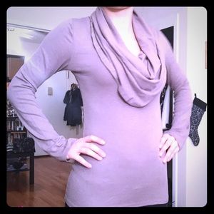 Beige / taupe cowel neck / off the shoulder shirt