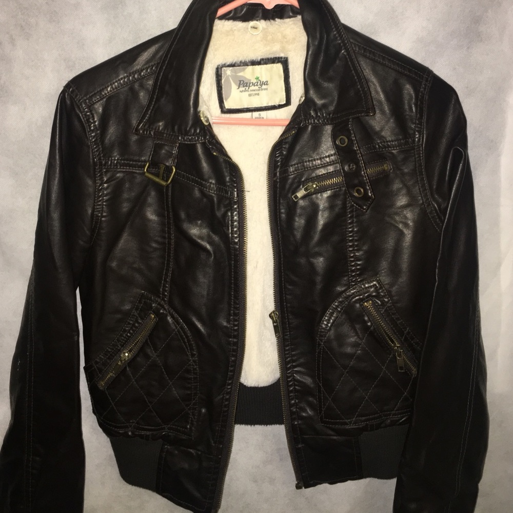 Dark brown faux leather jacket