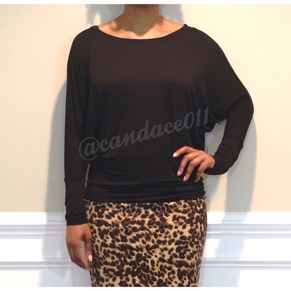 ⭐️5 STAR rated!⭐️ Long Sleeved Dolman Top (Black) - Picture 2 of 6