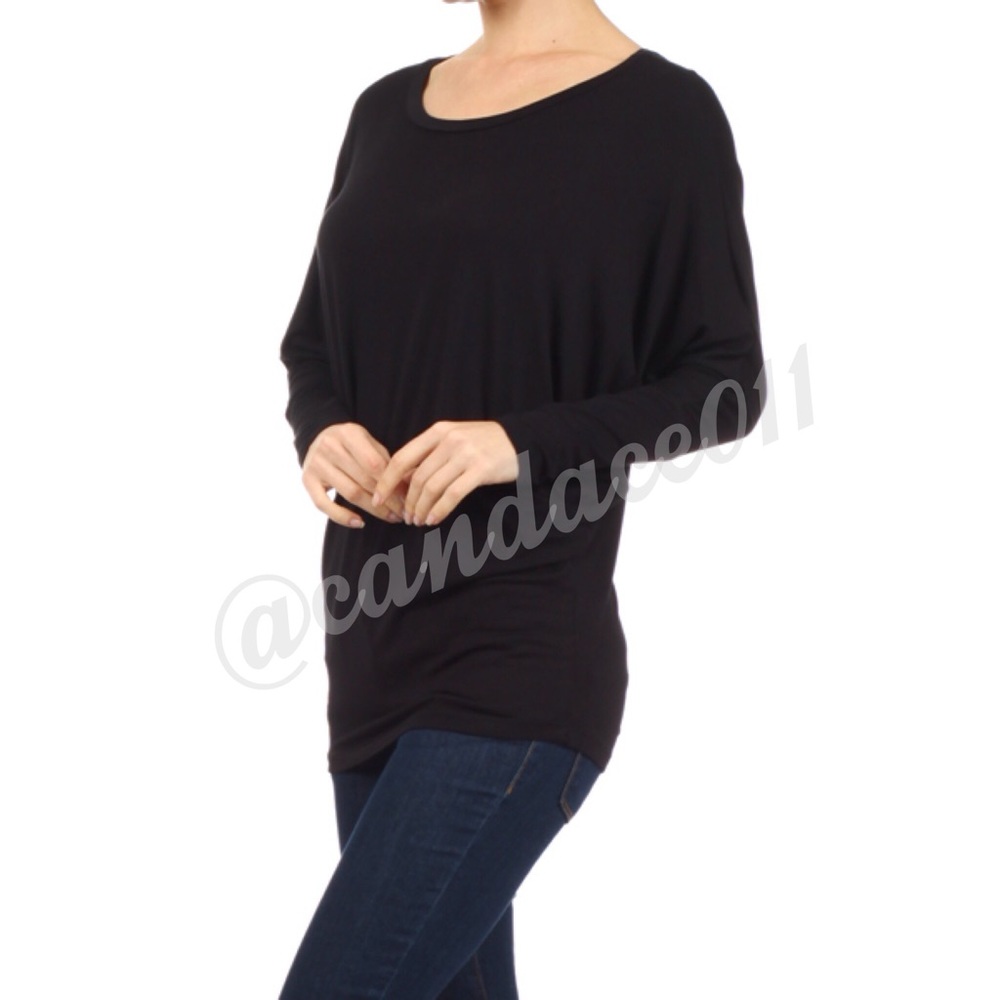 ⭐️5 STAR rated!⭐️ Long Sleeved Dolman Top (Black) - Picture 4 of 6