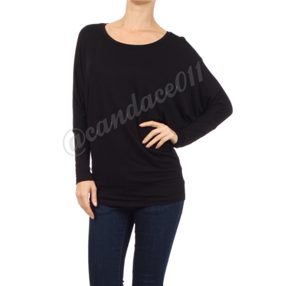 ⭐️5 STAR rated!⭐️ Long Sleeved Dolman Top (Black) - Picture 5 of 6