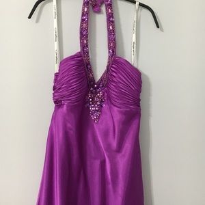 beautiful purple long prom dress