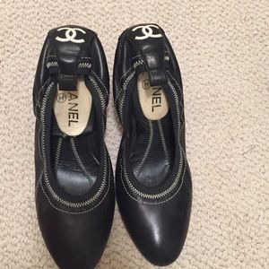 Black Chanel heels
