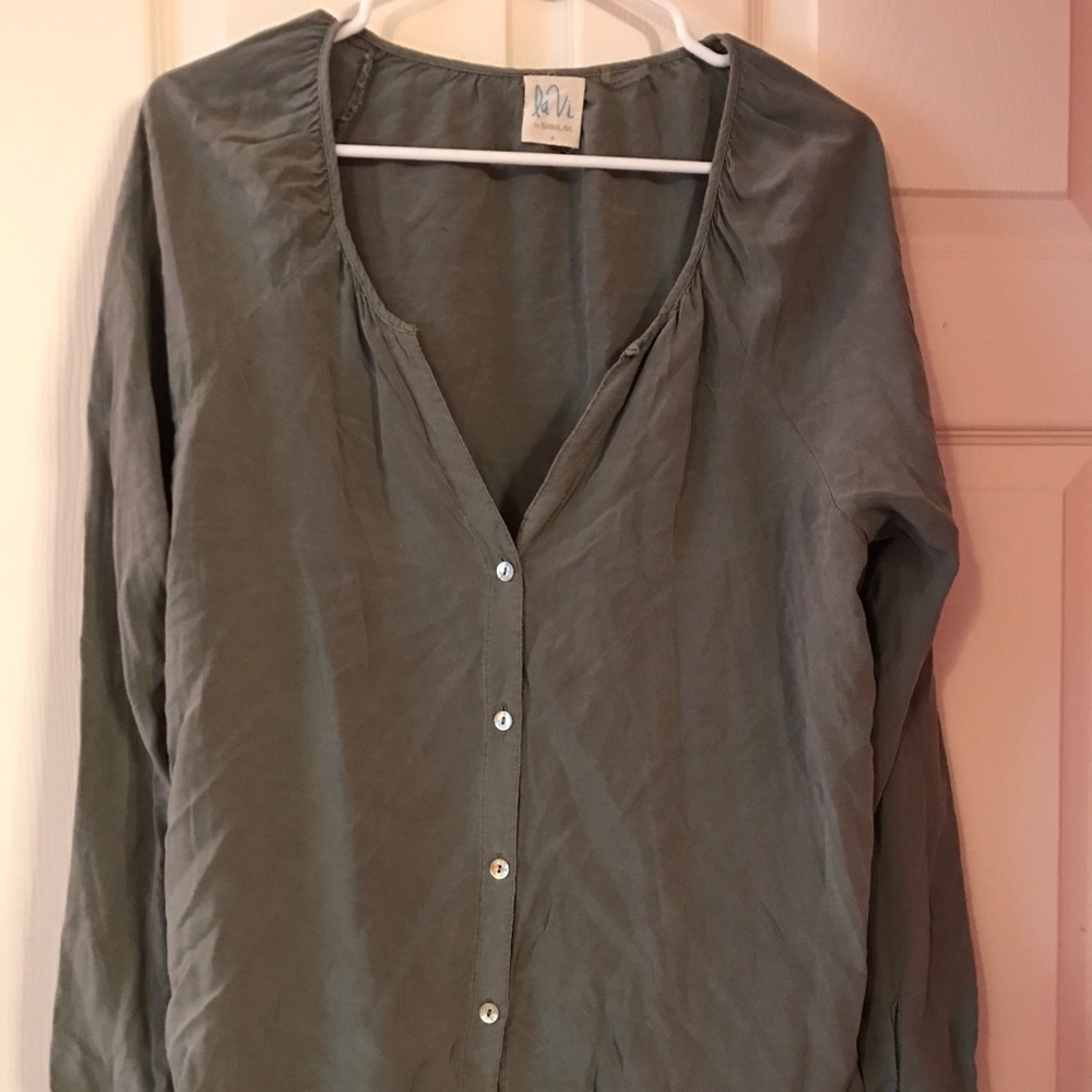 Sage Geen Deep V Neck Blouse from Anthropolgie