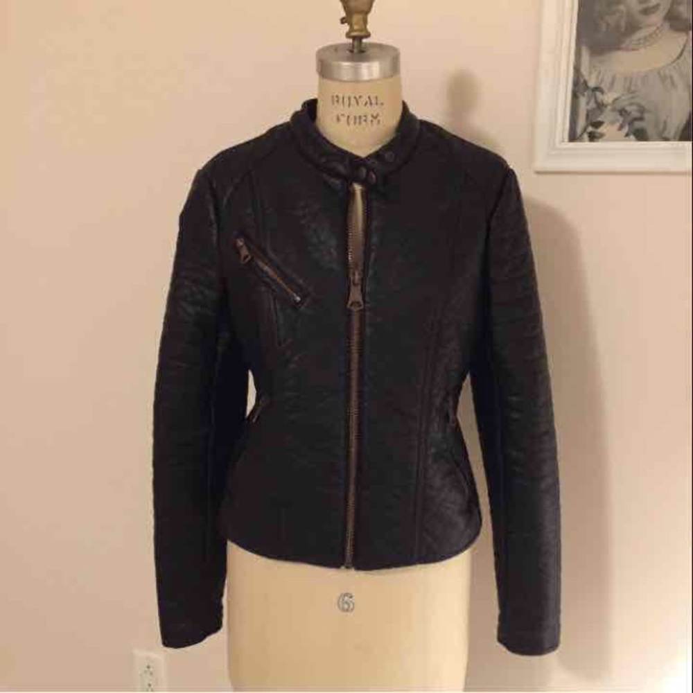 Andrew Marc faux leather bomber jacket