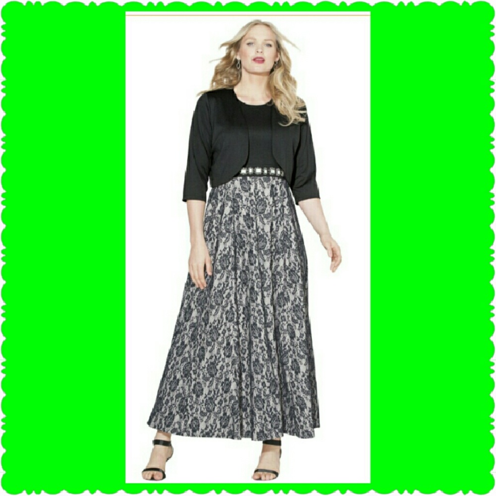Lace skirt jacket dress black long roamans