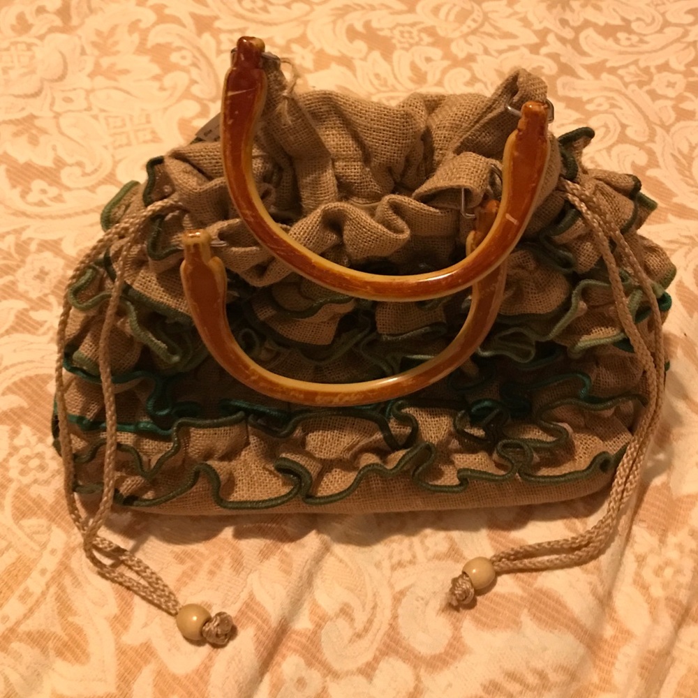Handmade carcas bag with green trimmings