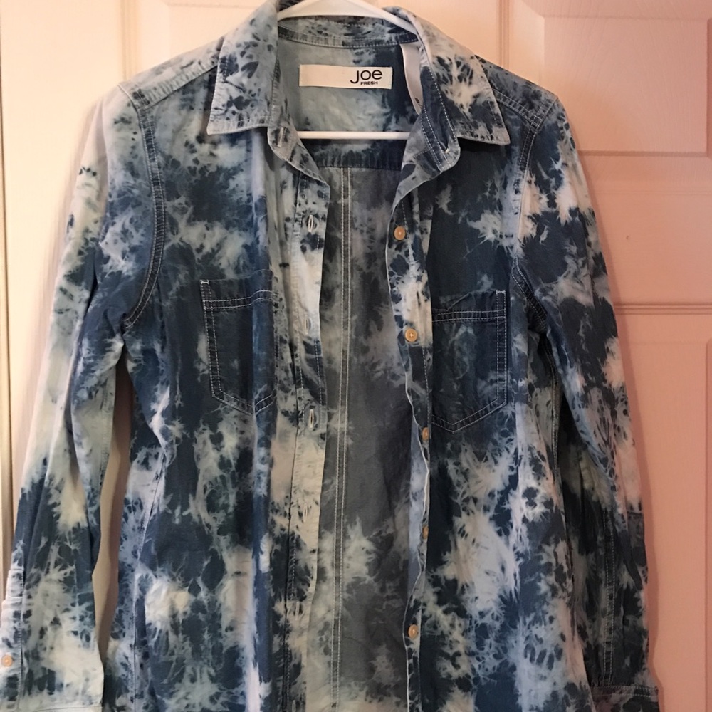 Joe Fresh Denim Bleach Distressed Shirt