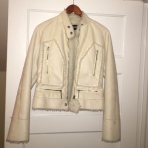 Off white/ Egg shell jacket with faux shearling