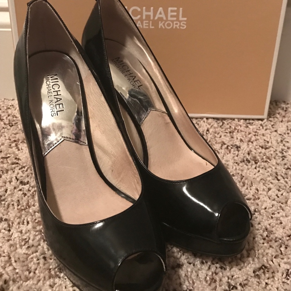Michael Kors black peep toe heels