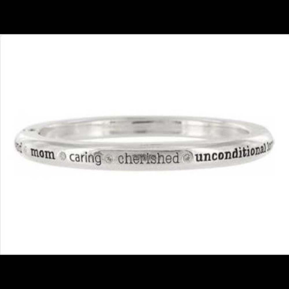 Brighton Love Mom Hinged Silver Bangle