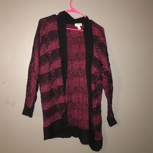 Black and burgundy cardigan