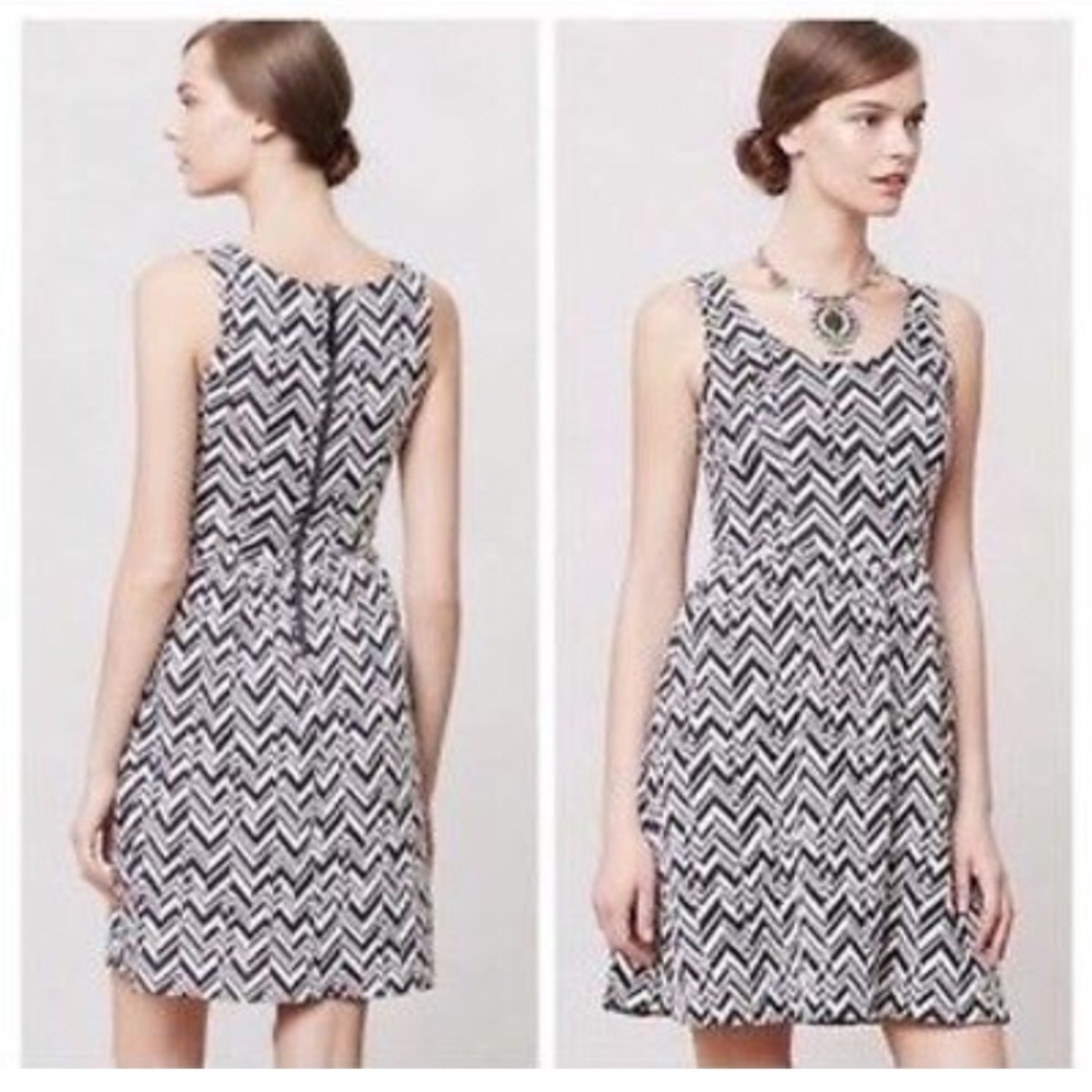 Maeve Navy and White Caldera Small Chevron Dress
