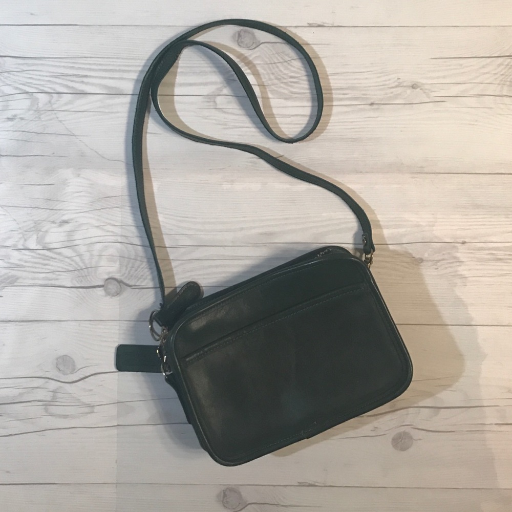 Vintage Army Green Leather Coach Cross Body Purse