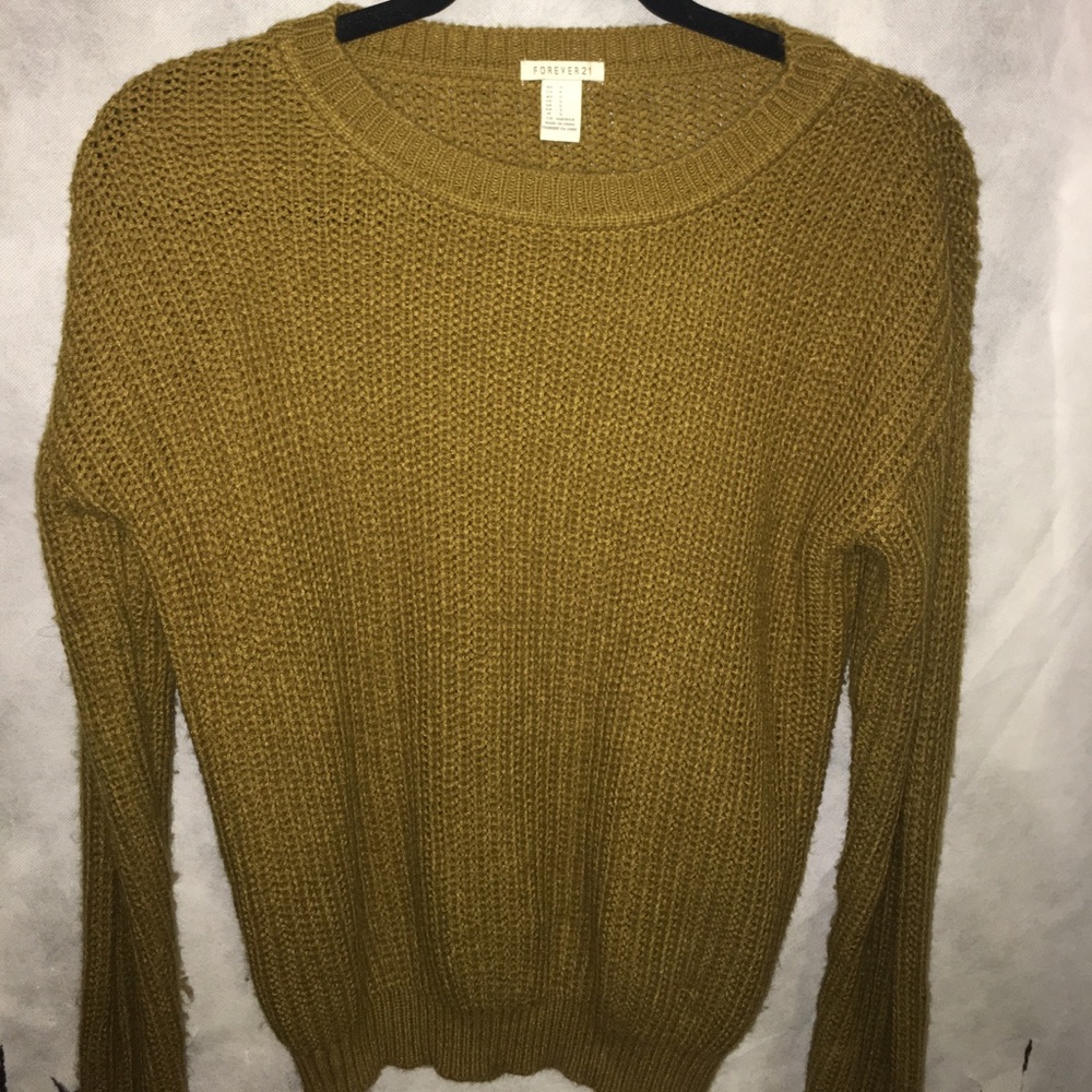 F21 mustard yellow knit sweater