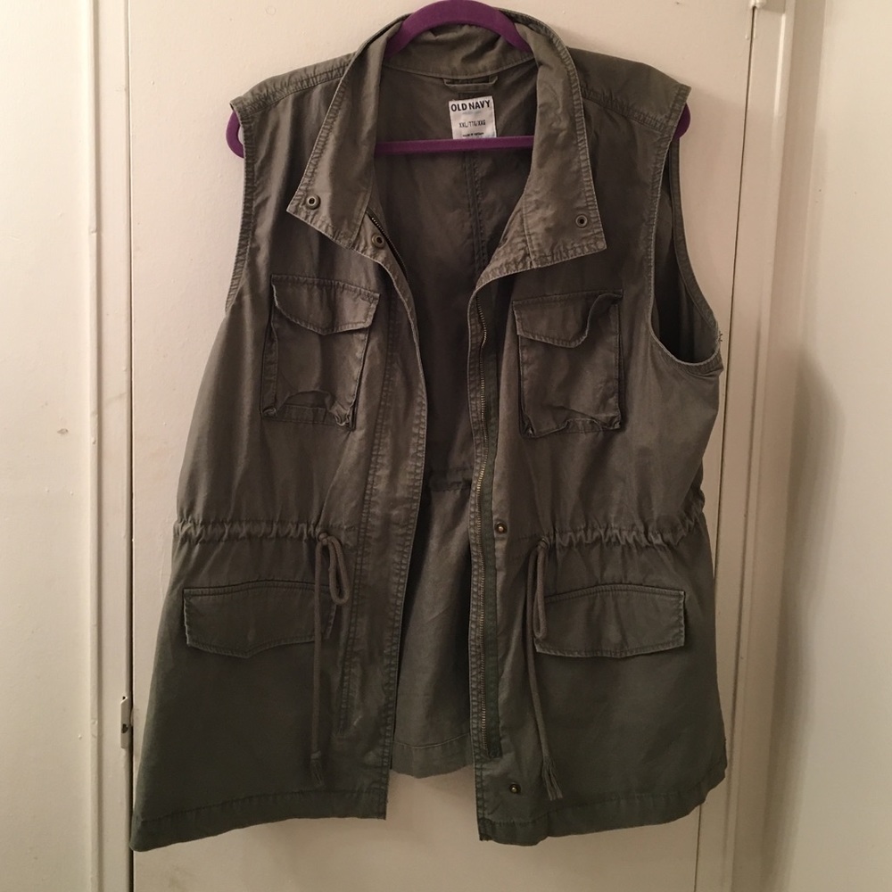 olive green military style vest