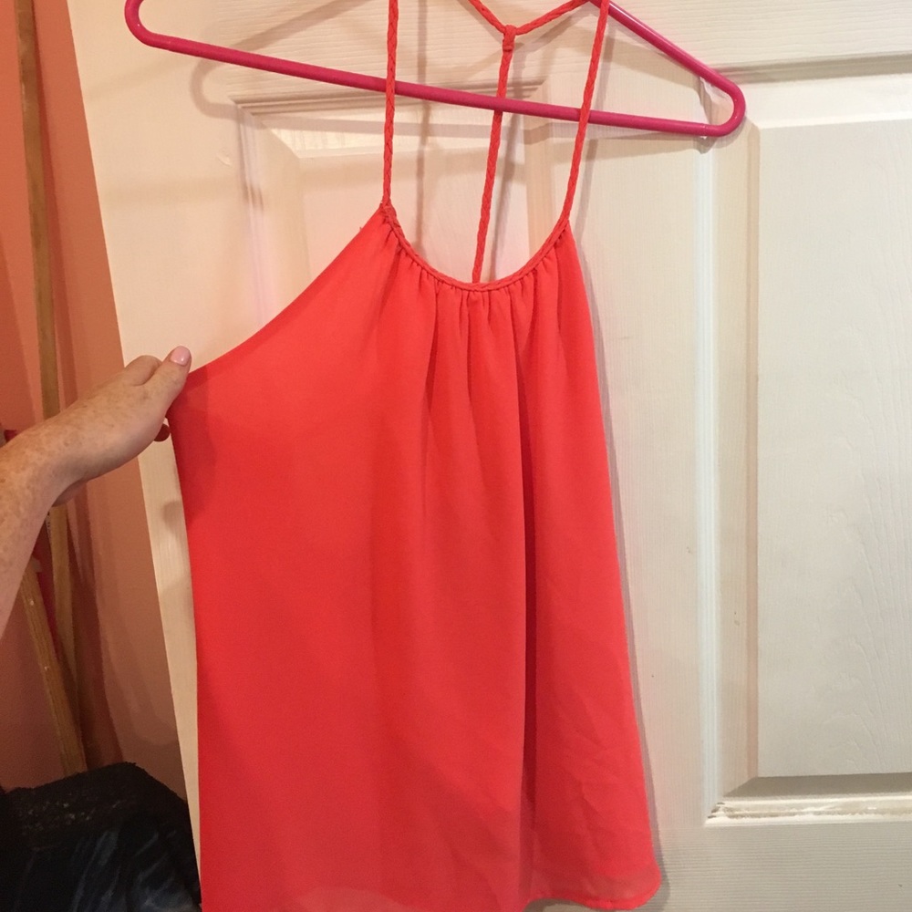 Neon Coral Braided Tunic