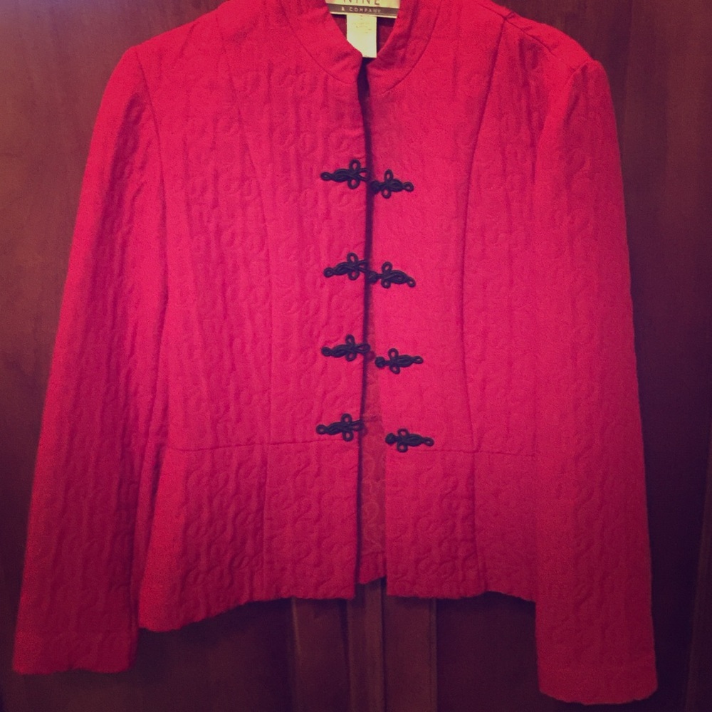 Mandarin Style bright red jacket/blazer
