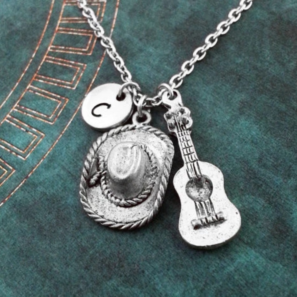 Nuttin but a country girl hat & guitar necklace