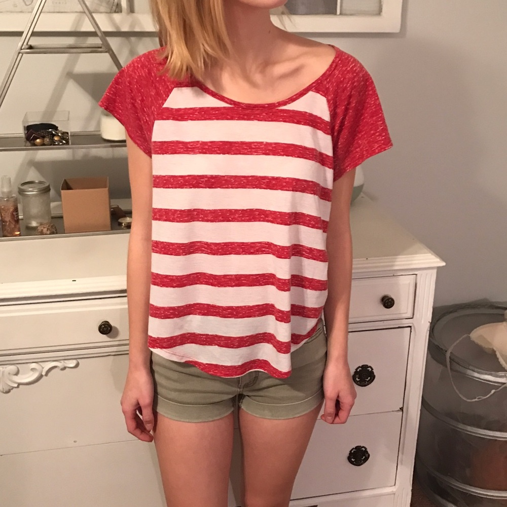 Striped Red and White So Tee