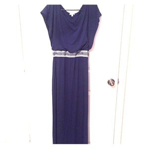 Long blue cotton dress