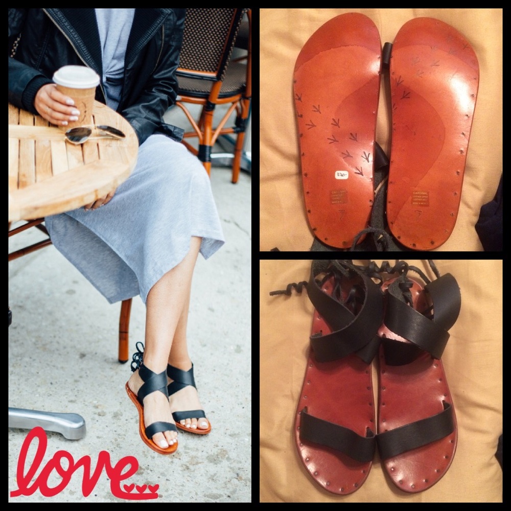 NWT Beek Cardinal Black Leather Sandals Size 7 US
