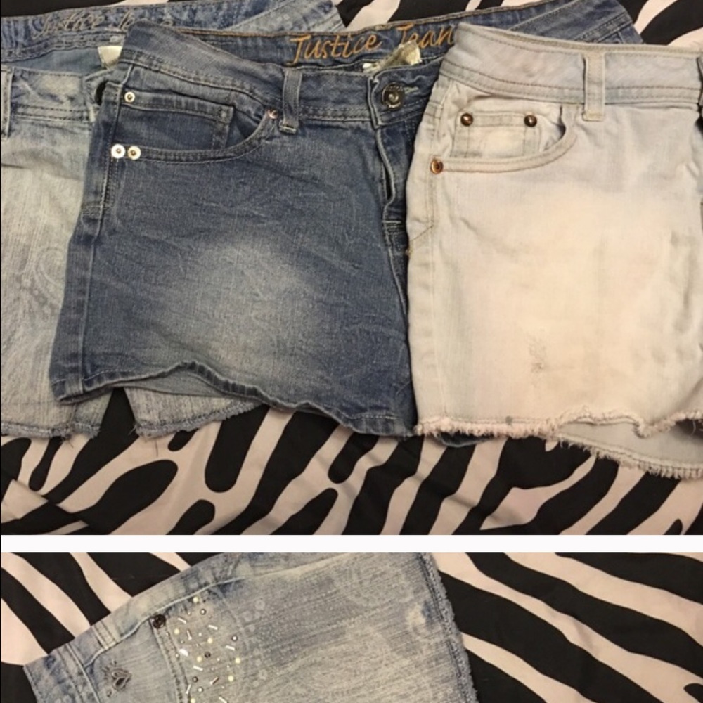 3 pairs of Justice Jean shorts size 16