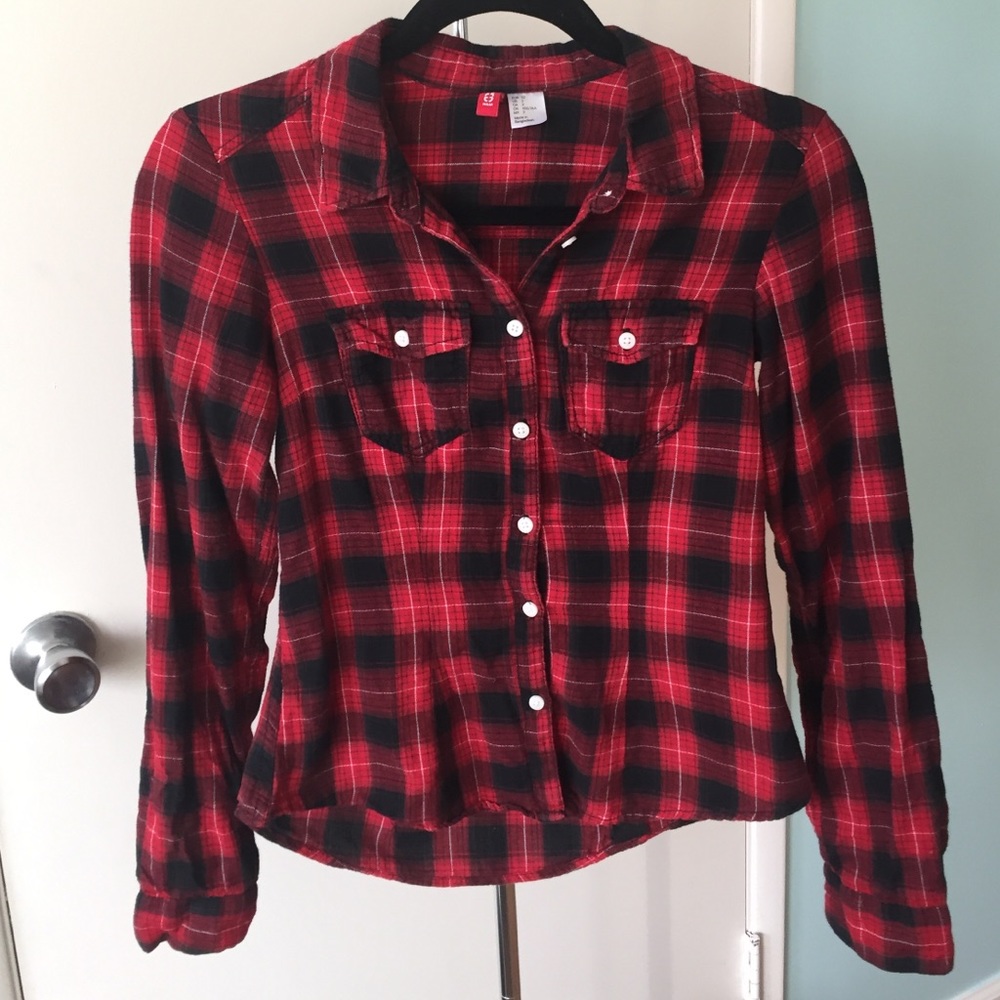 Red and black women's flannel