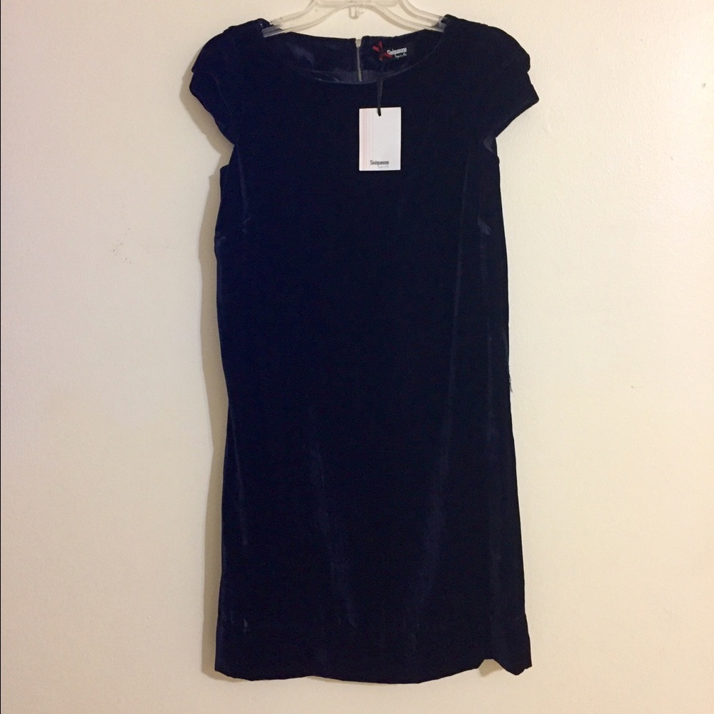Navy blue velvet dress