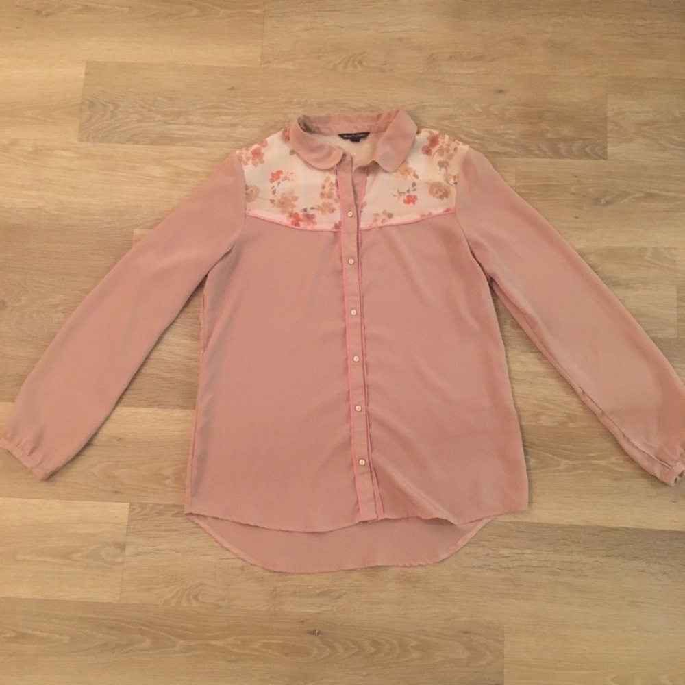 Silky Blouse with Floral Panel