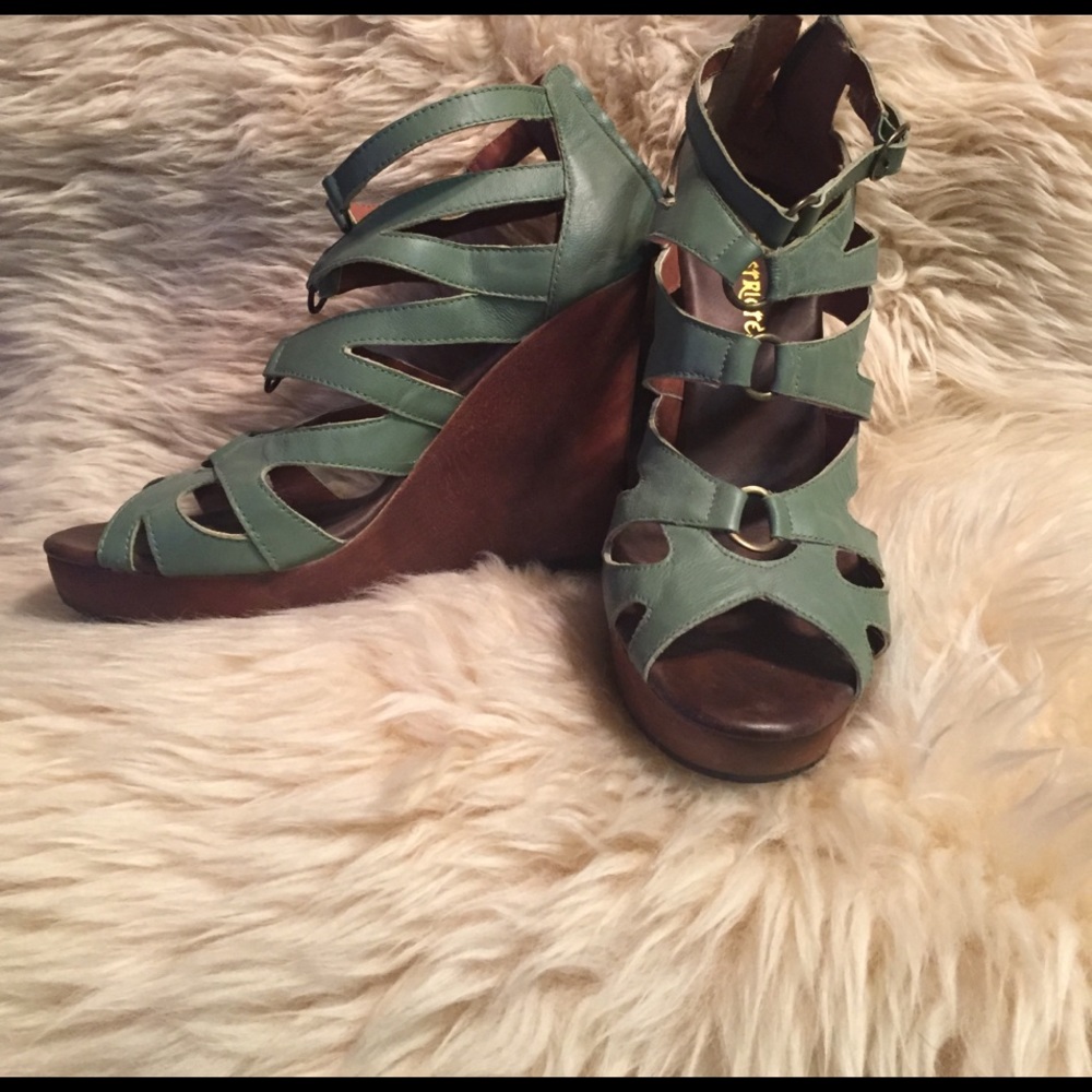 Hunter green wedge heel