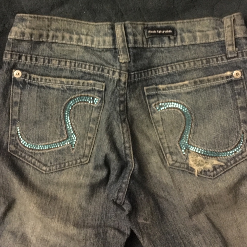 RARE! Rock and republic jeans with blue crystals