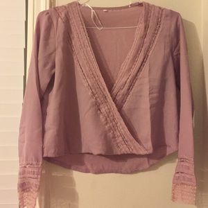 Mauve colored trimmed long sleeve