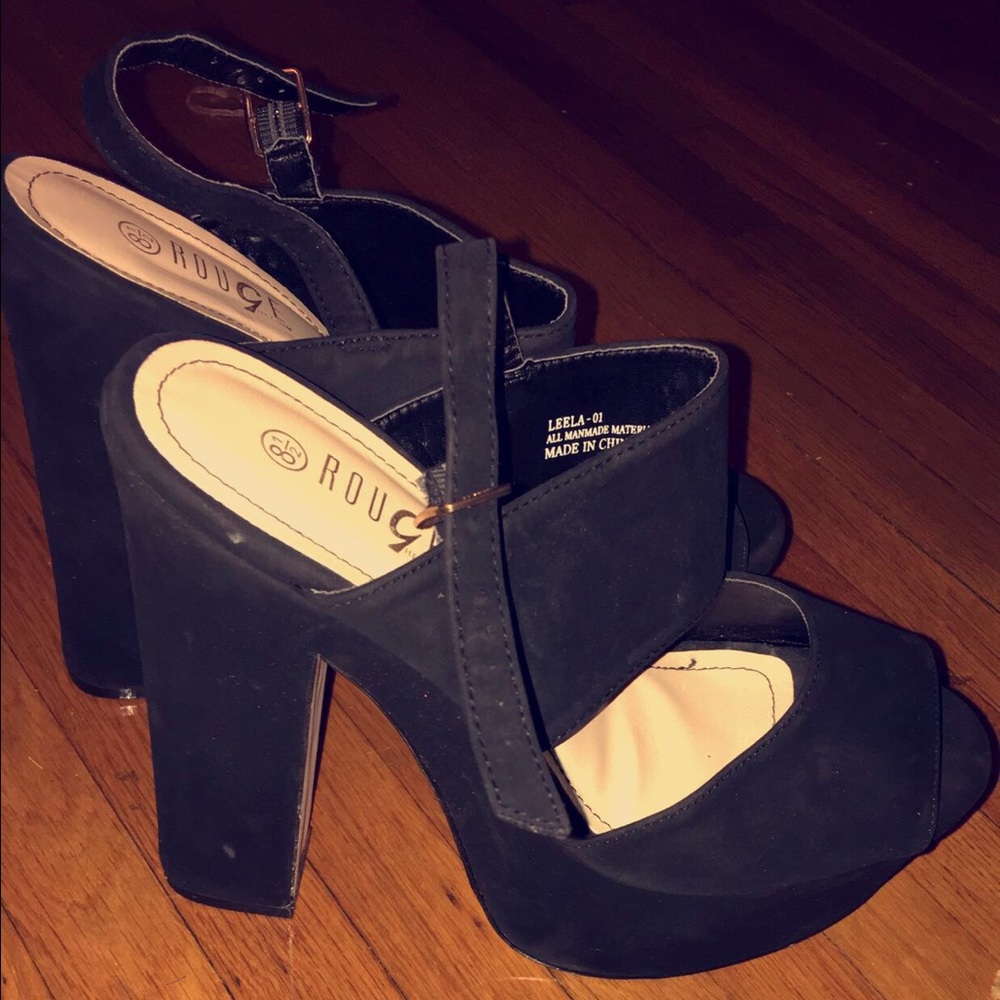 Suede Black Heels