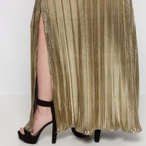 Golden Pleated Maxi Skirt NWT