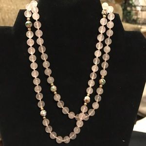 NWOT Pink Rose Quartz Necklace & Hand painted bead